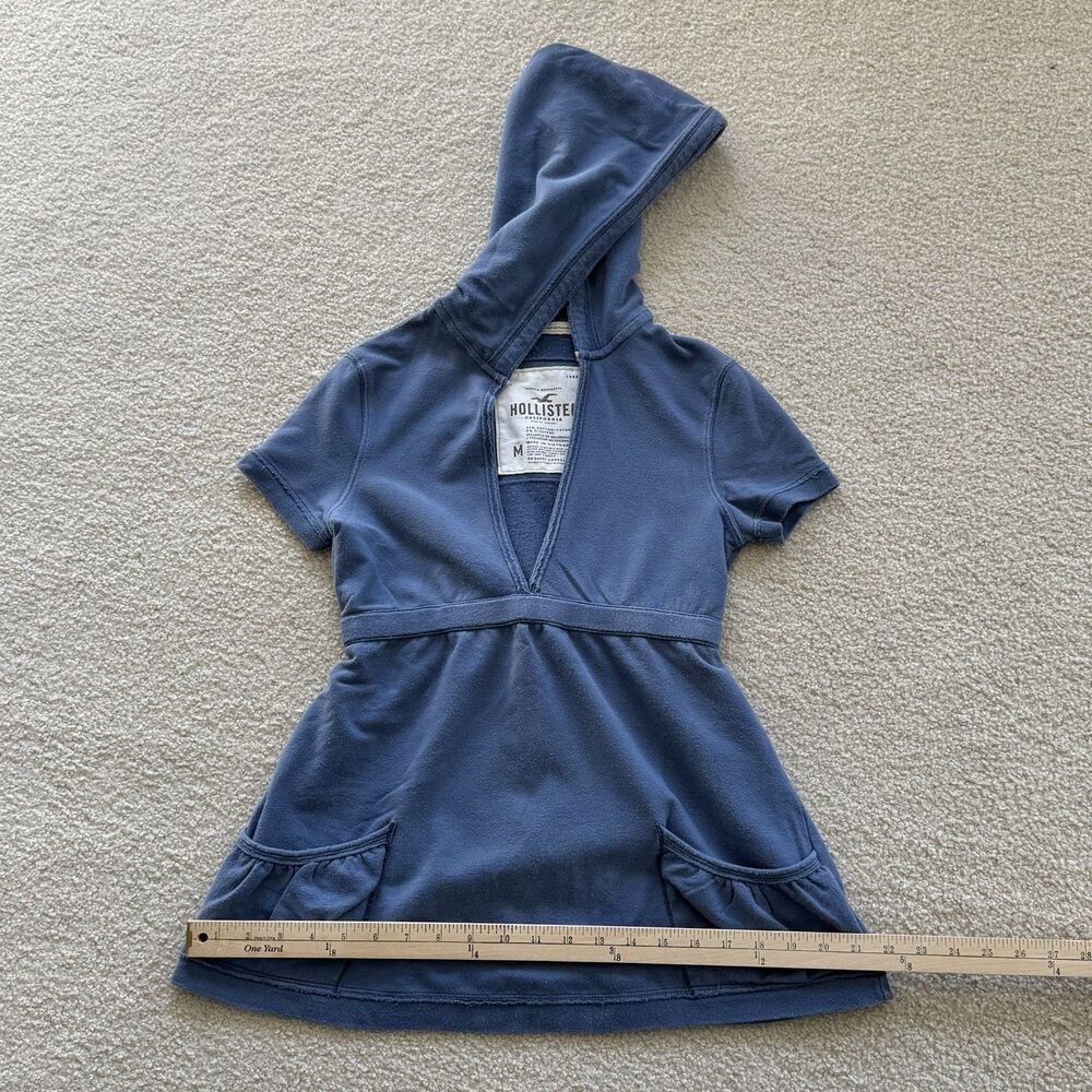 VNTG Hollister Y2K Girls Sz M Baby Doll Fitted Hoodie Pullover V-Neck Sweatshirt - Picture 9 of 16